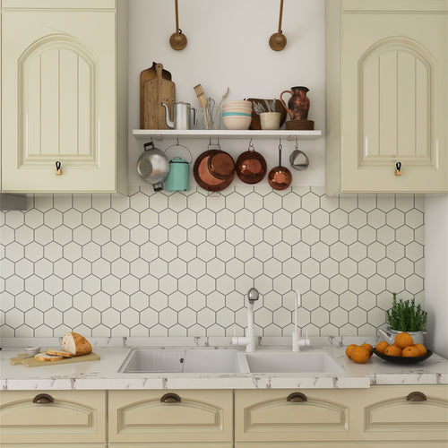 Metro White 4" Hexagon Matte Porcelain Mosaic