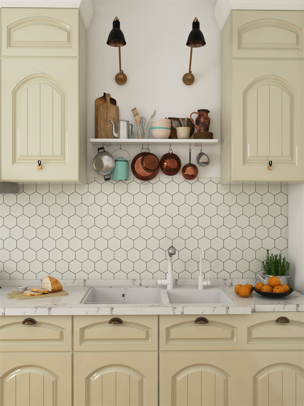 A bright and refreshing space with Porcelain Glazed Mosaics White 4