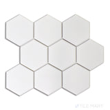 Metro White 4" Hexagon Matte Porcelain Mosaic