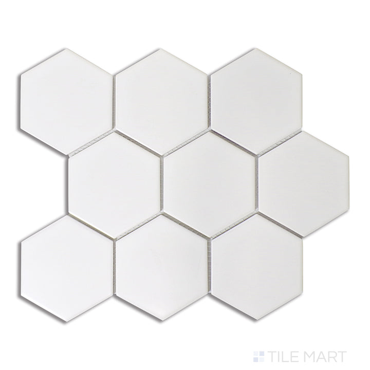 Porcelain Glazed Mosaics 4X4 Hexagon Porcelain Mosaic 12X12 White Matte