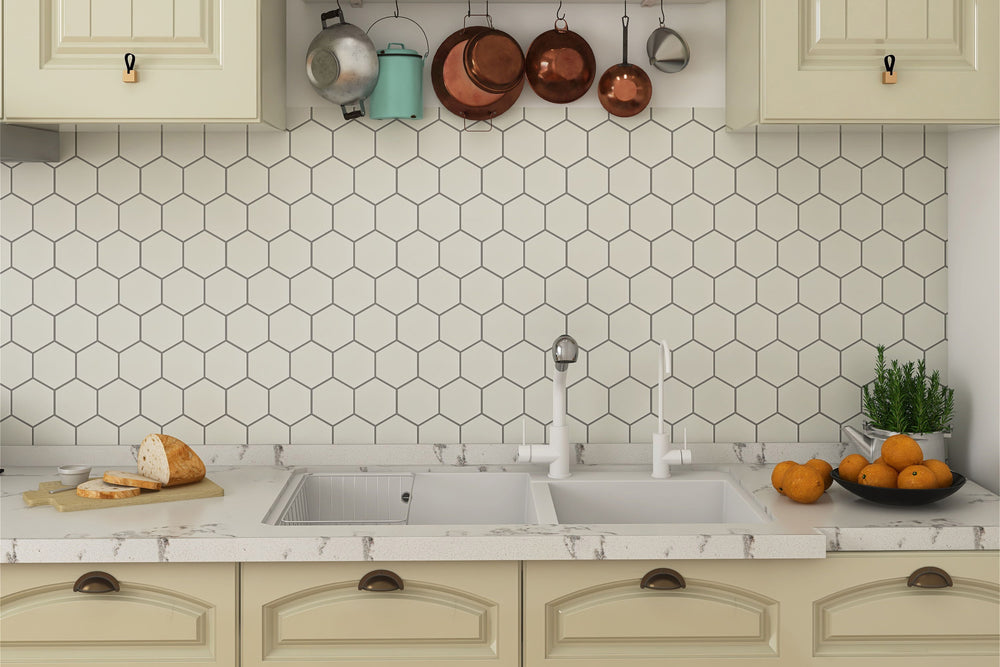 A bright and refreshing space with Porcelain Glazed Mosaics White 4