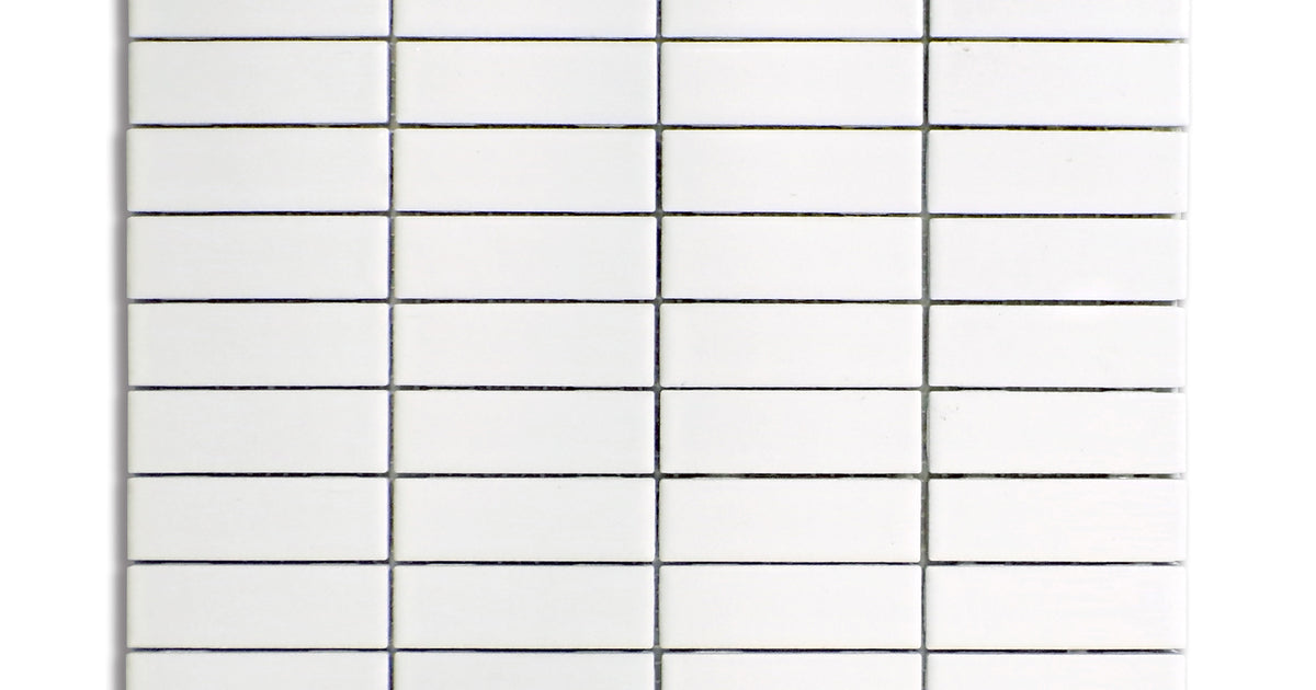 Metro White 1X3 Grid Matte Porcelain Mosaic | Tilemart
