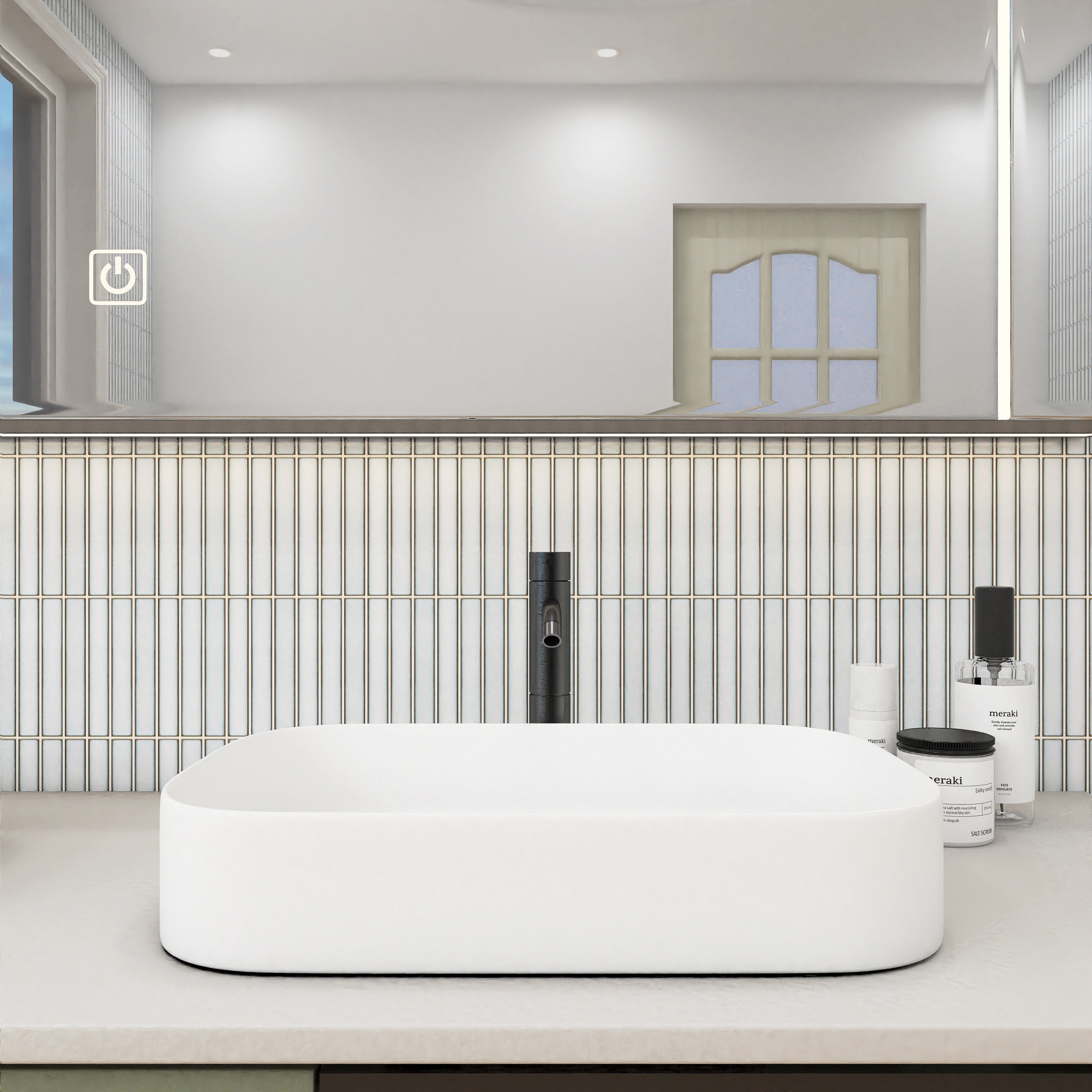 Metro White 1X6 Grid Matte Porcelain Mosaic | Tilemart