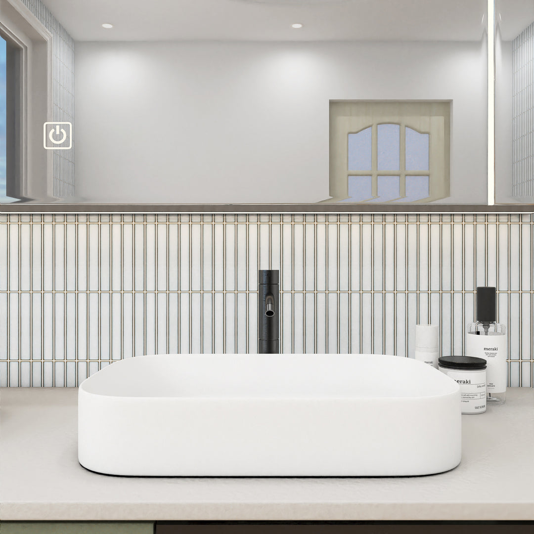 Metro White 1X6 Grid Matte Porcelain Mosaic