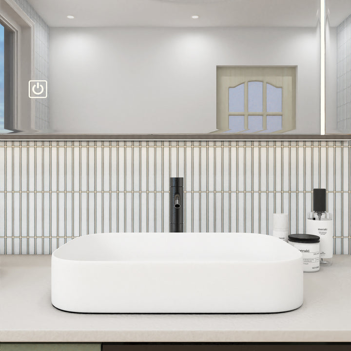 Metro White 1X6 Grid Matte Porcelain Mosaic
