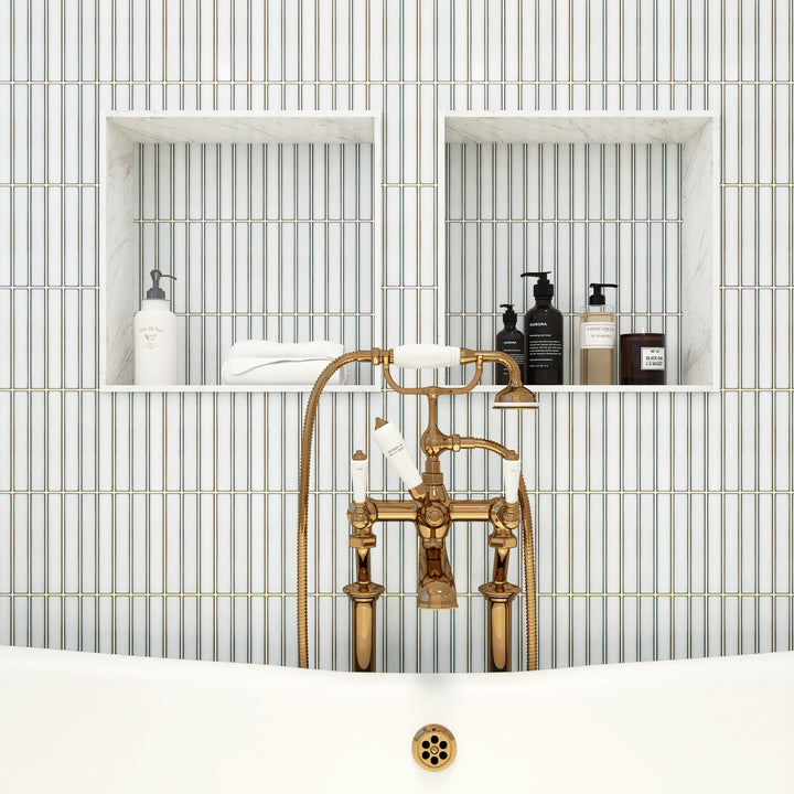 Metro White 1X6 Grid Matte Porcelain Mosaic