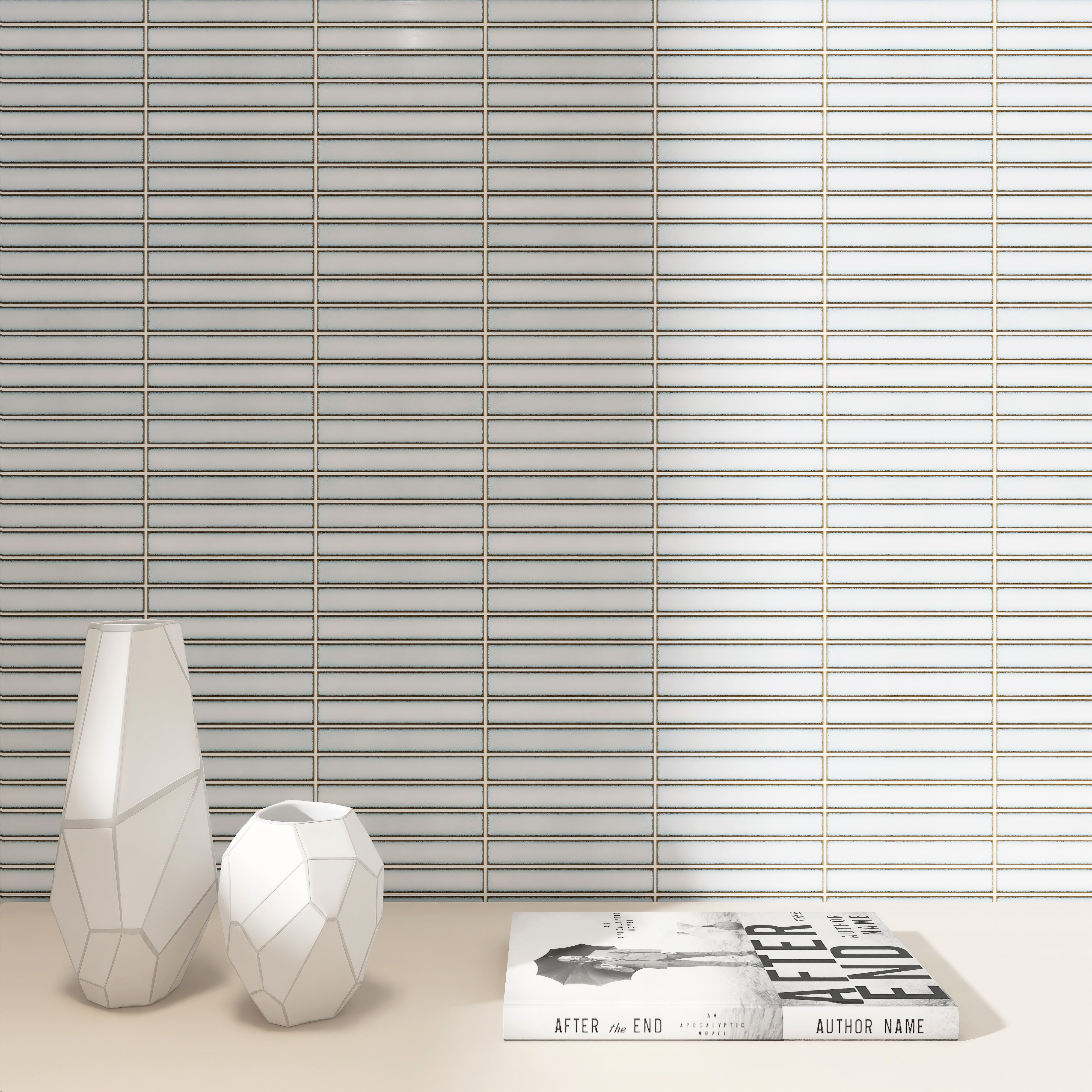 Metro White 1X6 Grid Matte Porcelain Mosaic | Tilemart