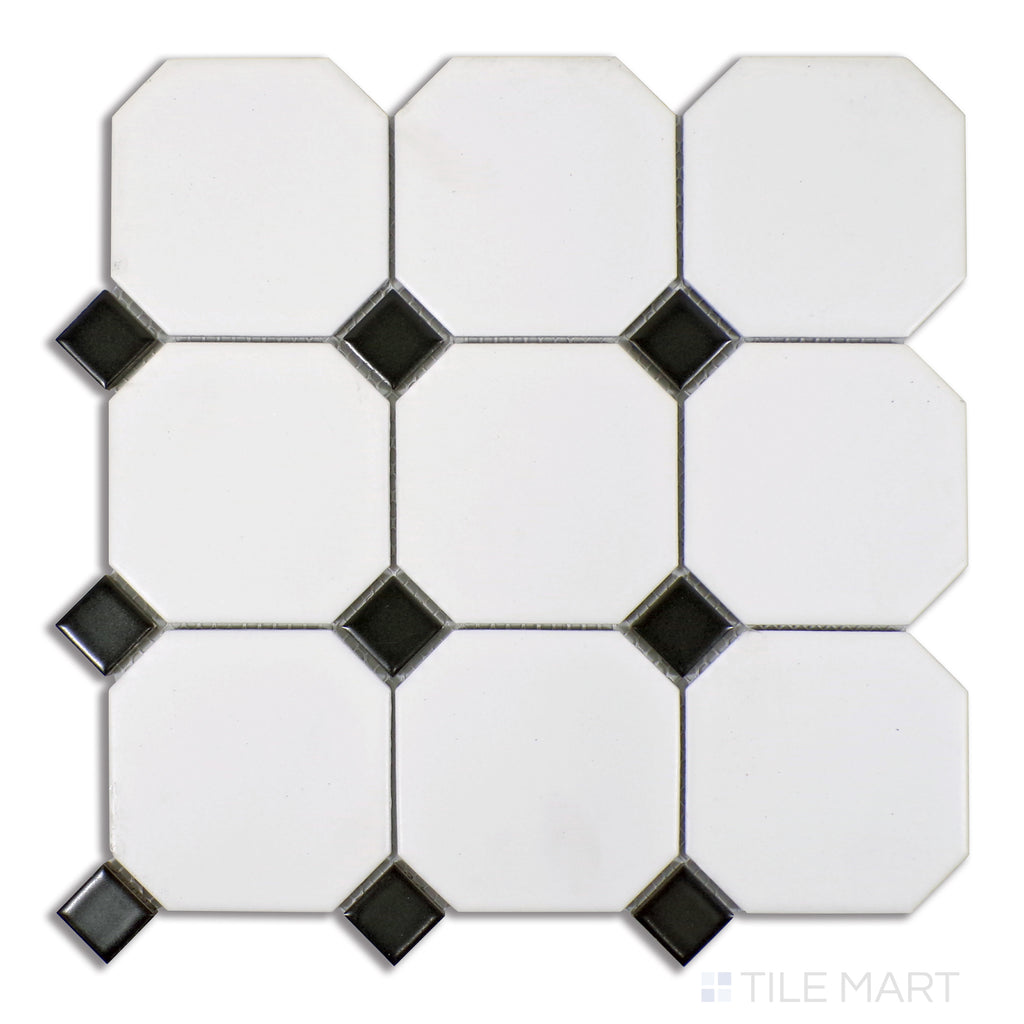 Porcelain Glazed Mosaics White With Black Dot 4