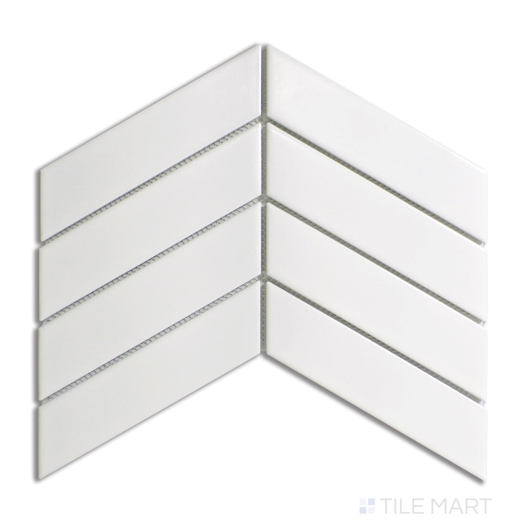 Shapes White Chevron Matte Porcelain Mosaic
