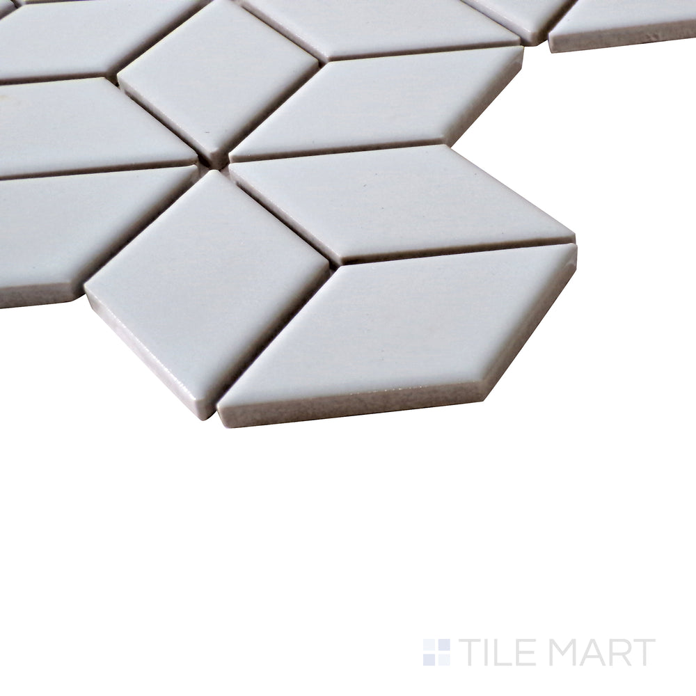 A sophisticated light gray cube pattern with a glossy finish, captured from a stylish perspective to highlight its reflective sheen.