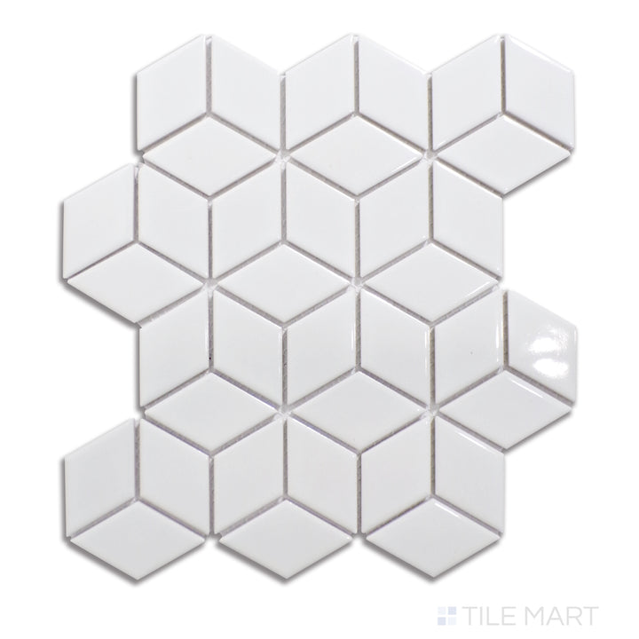 Shapes Cube Porcelain Mosaic 11X11 Light Gray Glossy