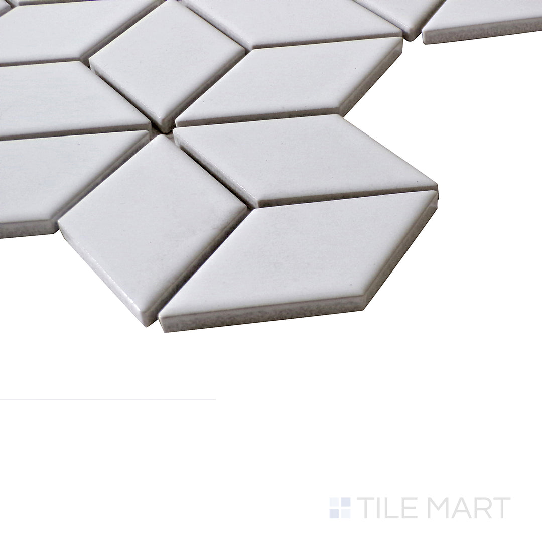 A minimalist yet stylish view of White Cube Matte Porcelain Mosaic, capturing its crisp edges and smooth matte surface.