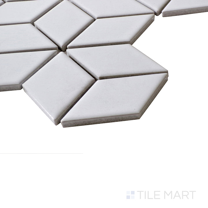 A minimalist yet stylish view of White Cube Matte Porcelain Mosaic, capturing its crisp edges and smooth matte surface.