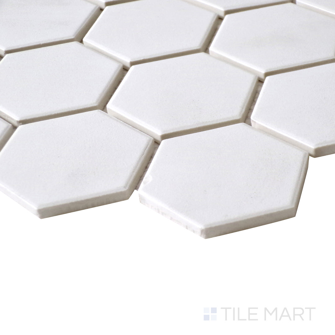 Solids 2X2 Hexagon Porcelain Mosaic 12X12 White Matte