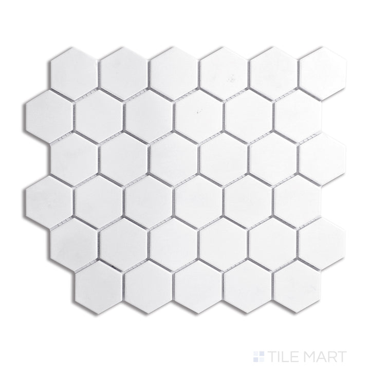 Solids 2X2 Hexagon Porcelain Mosaic 12X12 White Matte