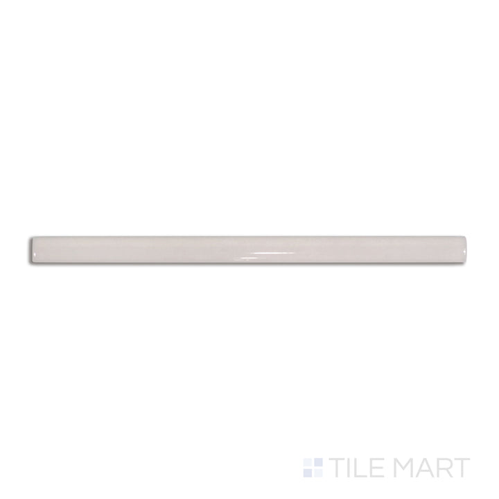 Overhead image of Roxy Moonstone 0.5x9 glossy porcelain pencil tile, a sleek trim piece designed to complete stylish tile installations with a subtle shine.