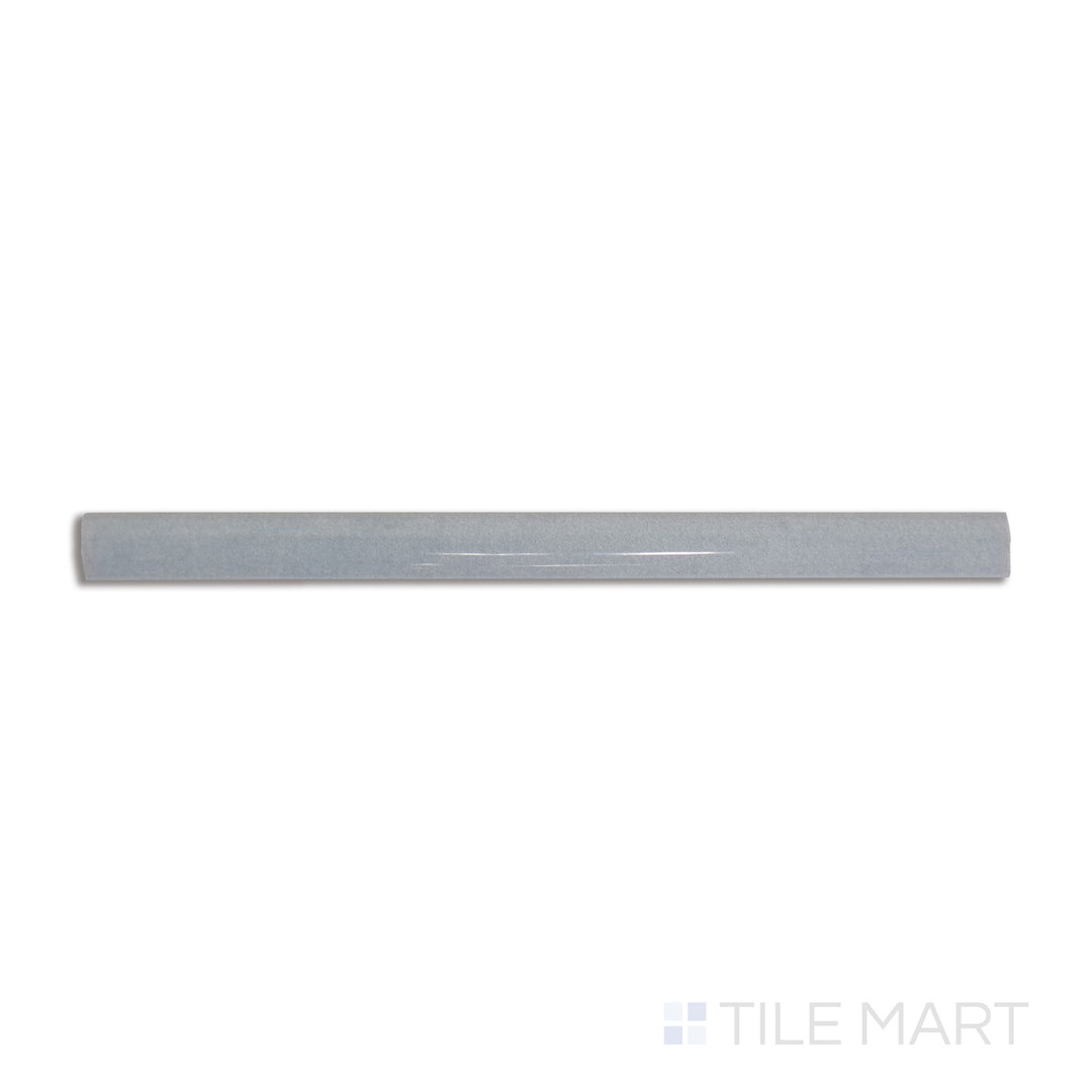 Top-down perspective of Safi Aqua 0.41x6 glossy ceramic pencil tile, a slim decorative trim with a bold aquatic tone.