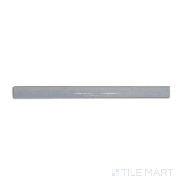 Top-down perspective of Safi Aqua 0.41x6 glossy ceramic pencil tile, a slim decorative trim with a bold aquatic tone.