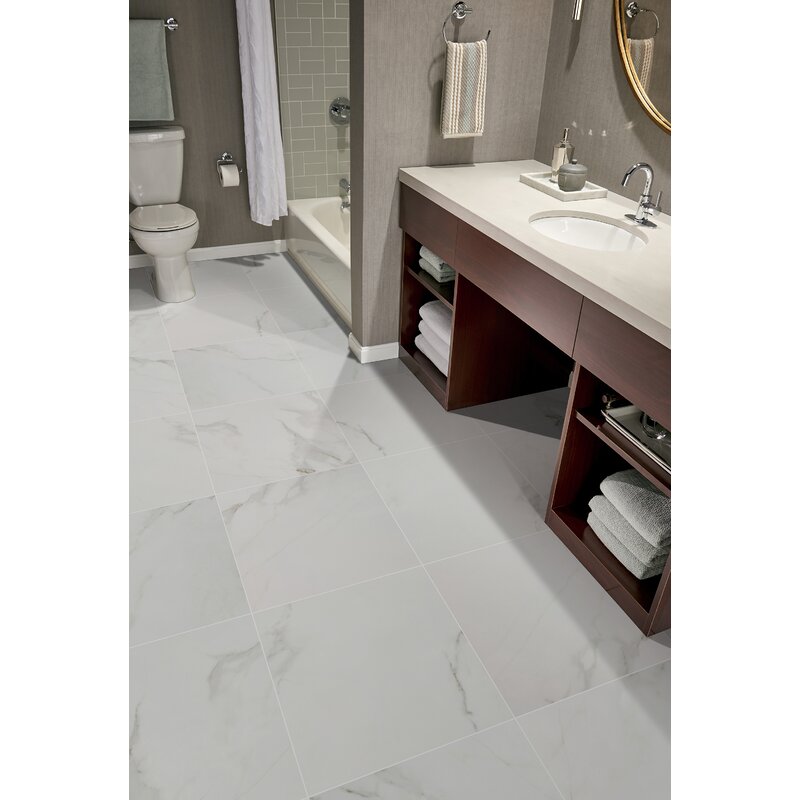 A sophisticated interior featuring Select White Carrara White 24X24 Matte Porcelain, blending timeless marble aesthetics with a contemporary finish.