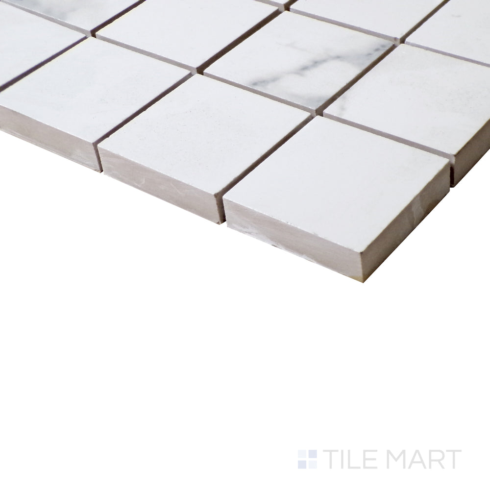 Side shot emphasizes the glossy sheen of Select White Carrara White 2