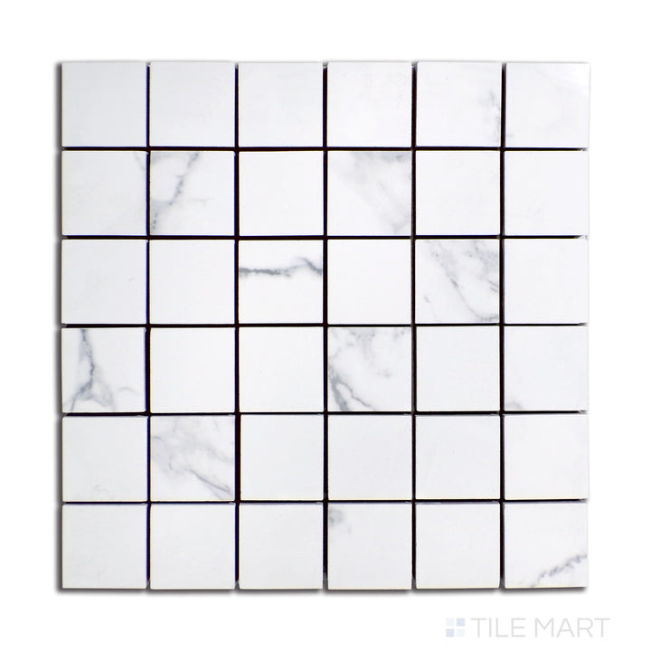 Select White Carrara Square Porcelain Mosaic 12X12 Polished