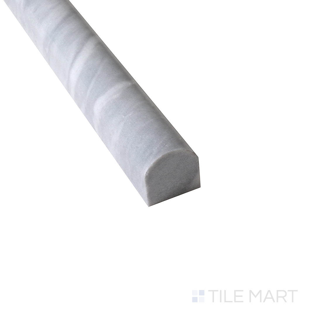 Close-up view showcasing the refined elegance of Sto-Re Bardiglio 0.75X12 Polished Marble Pencil with its smooth, polished surface and subtle veining.