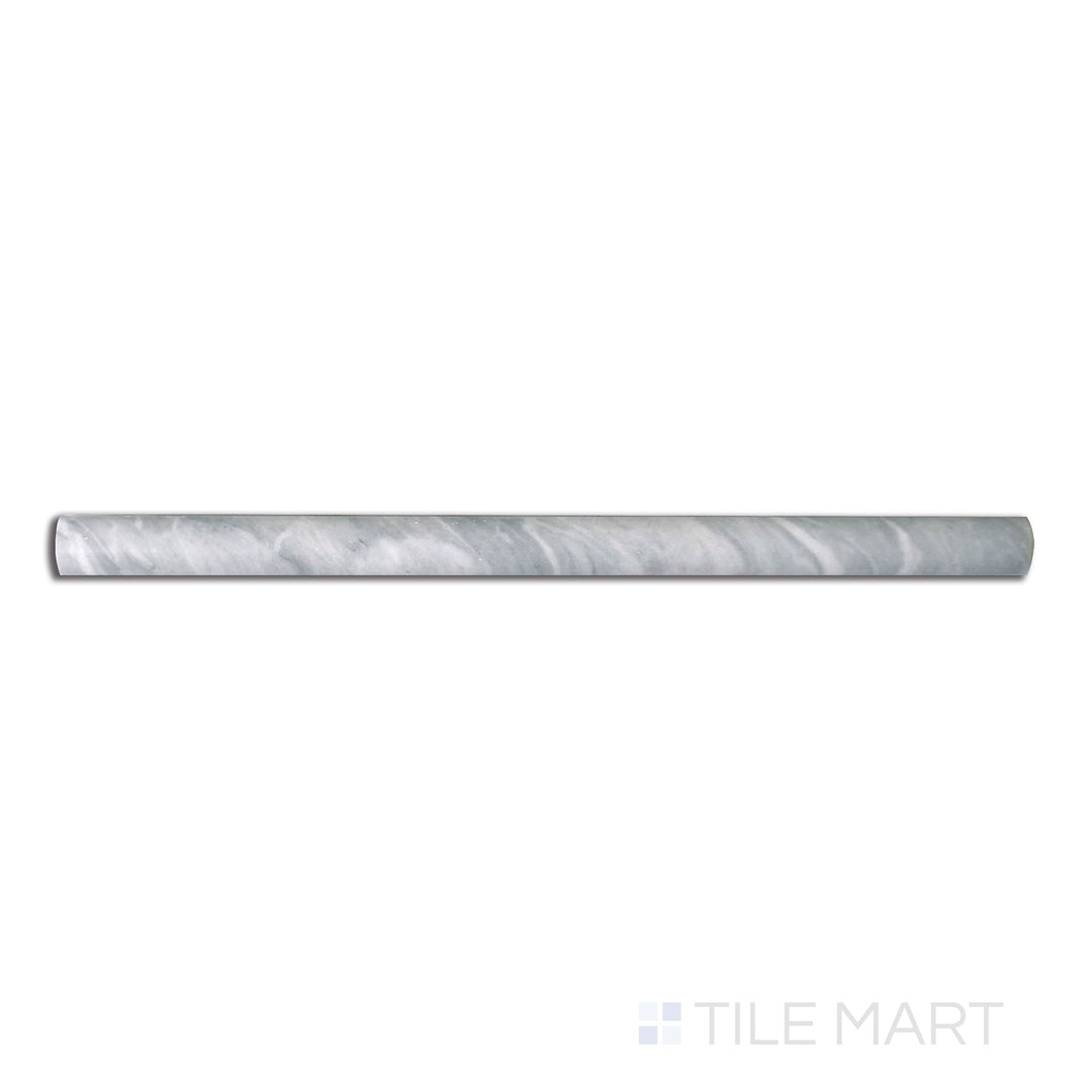 Top-down view of Sto-Re Bardiglio 0.75X12 Polished Marble Pencil, featuring a deep grey tone with elegant veining, perfect for refined trim detailing.