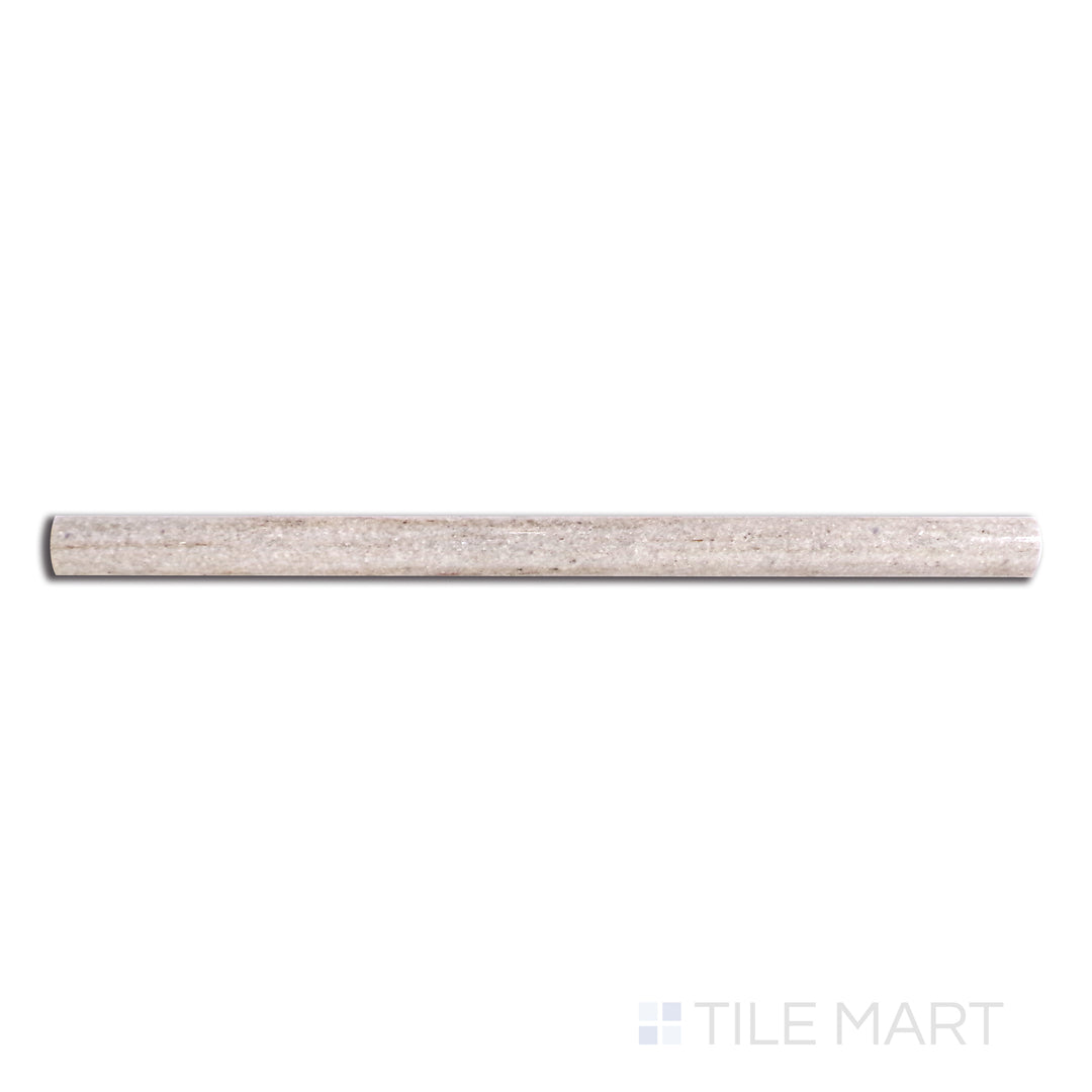 Flat lay of Sto-Re Ocean White 0.75X12 Polished Marble Pencil, highlighting a crisp white polished marble trim with subtle flowing veins.