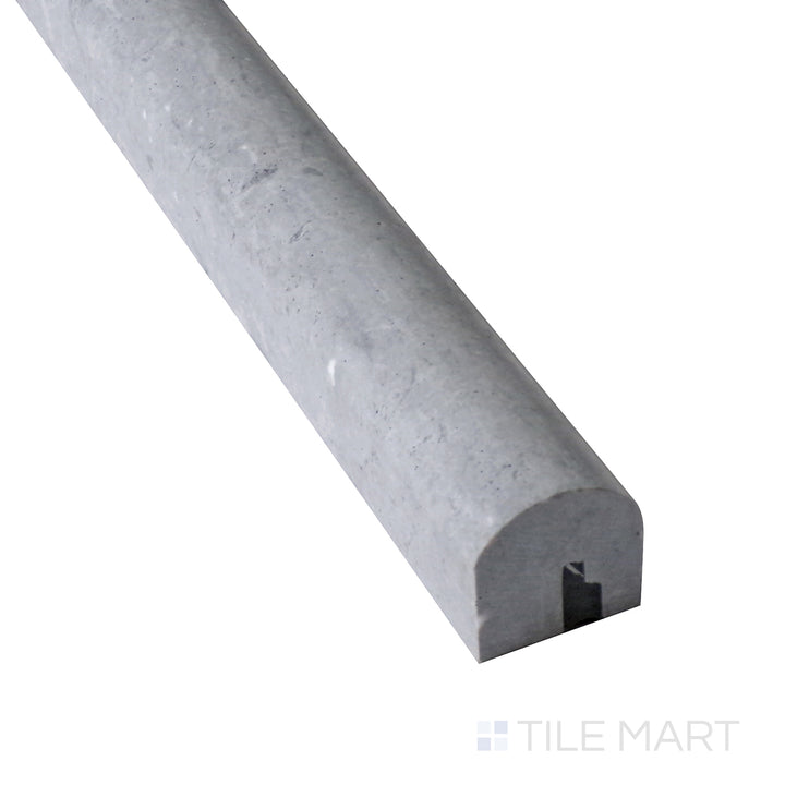 Sleek close-up of Sto-Re Wooden Blue 0.75X12 Polished Marble Pencil, featuring soft blue-gray tones for a stylish accent.