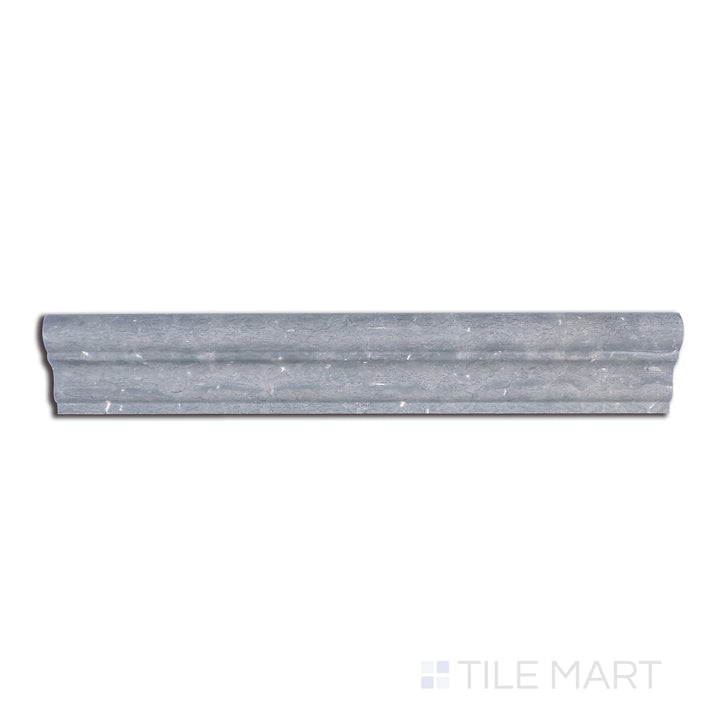 Top-down view of Sto-Re Wooden Blue 2.5X12 Polished Marble Chair Rail, featuring an intriguing blend of blue and grey hues with a polished, marble texture.