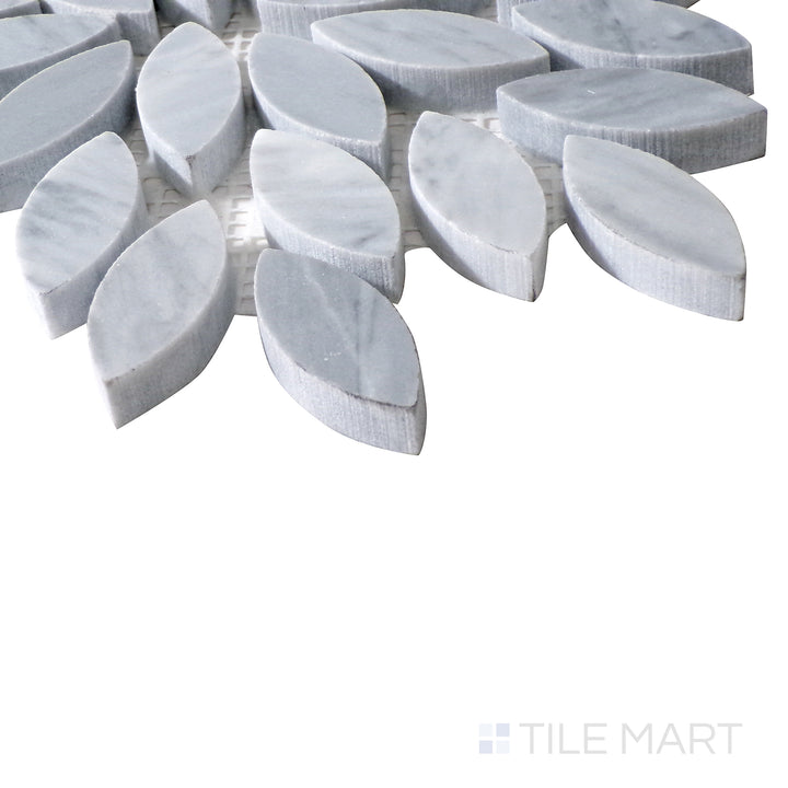 Intricate floral pattern showcased in this close-up of Sto-Re Bardiglio Floral Polished Marble Mosaic, bringing artistry to any space.