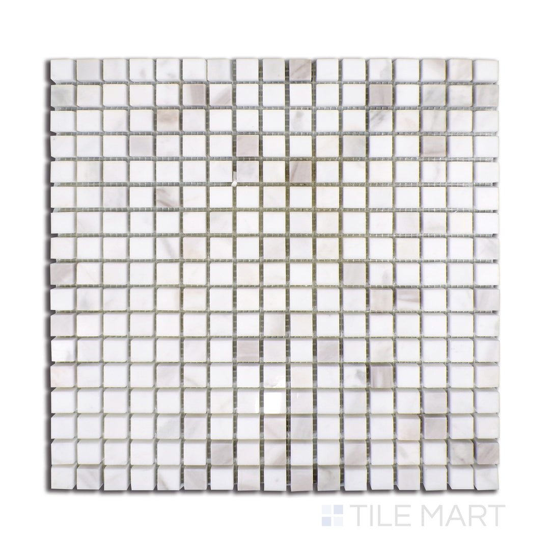 Sto-Re 5/8X5/8 Mini Square Marble Mosaic 12X12 Ocean White Polished