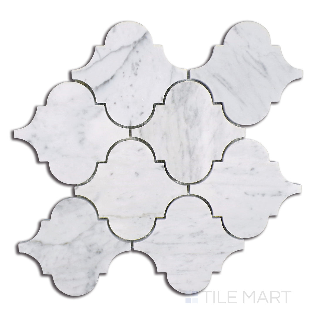 Sto-Re 5X4-1/2 Arabesque Marble Mosaic 10.5X10 Carrara Polished