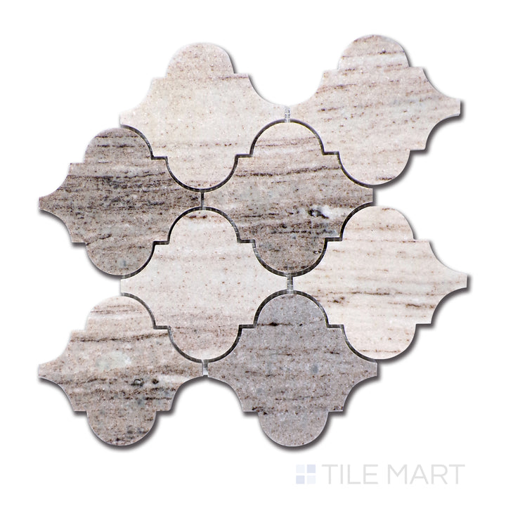 Sto-Re 5X4-1/2 Arabesque Marble Mosaic 10.5X10 Ocean White Polished