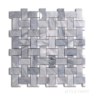 Sto-Re Basketweave Marble Mosaic 12X12 Bardiglio W/ Carrara Dot Polished