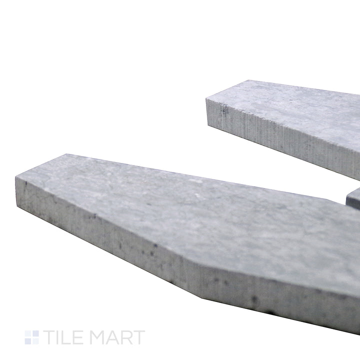 Corner-focused shot of Sto-Re Wooden Blue Elongated Hexagon Polished Marble Mosaic, emphasizing its rich blue-gray hues and elongated geometric pattern.