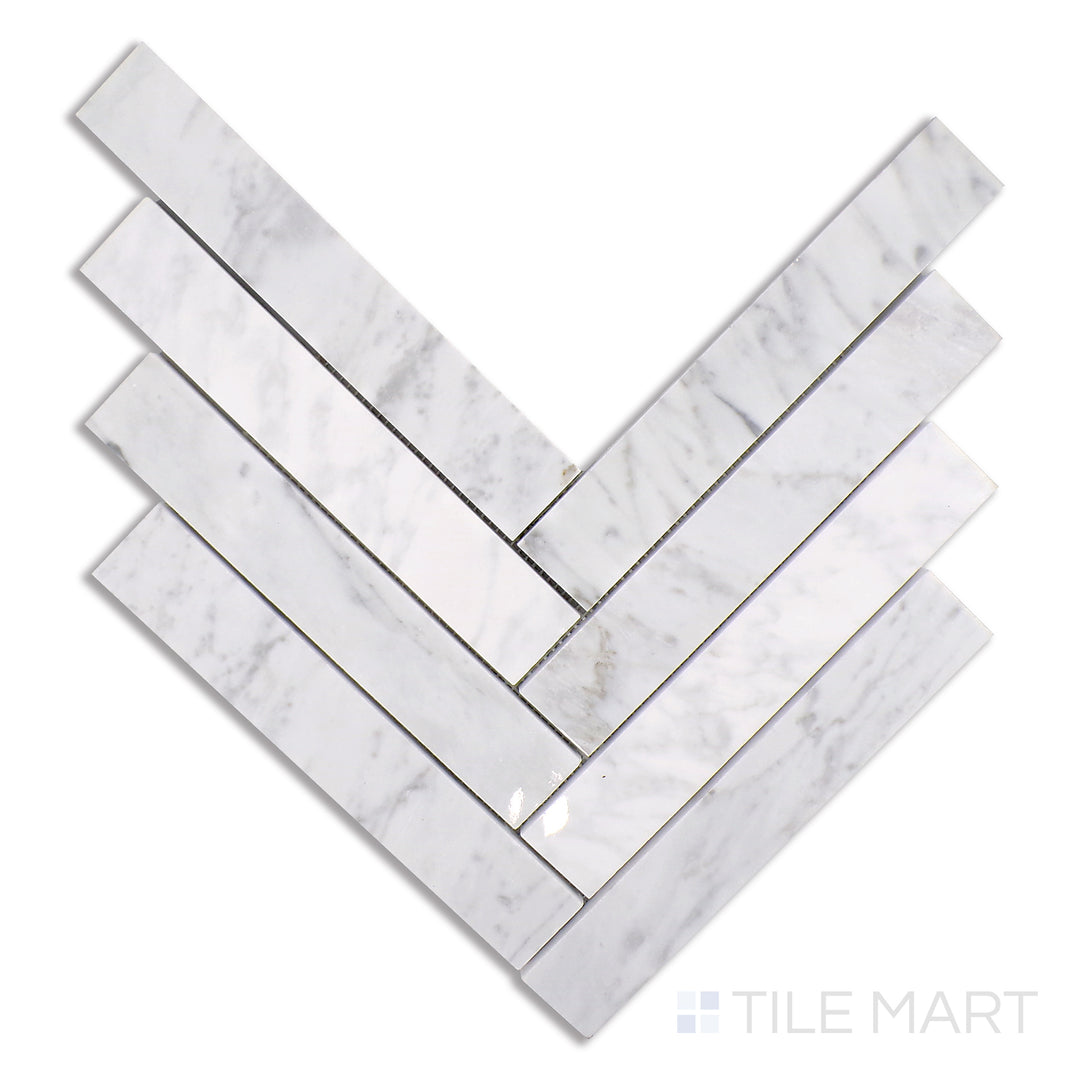 Sto-Re 1-1/2X9 Herringbone Marble Mosaic 10X12 Carrara Polished