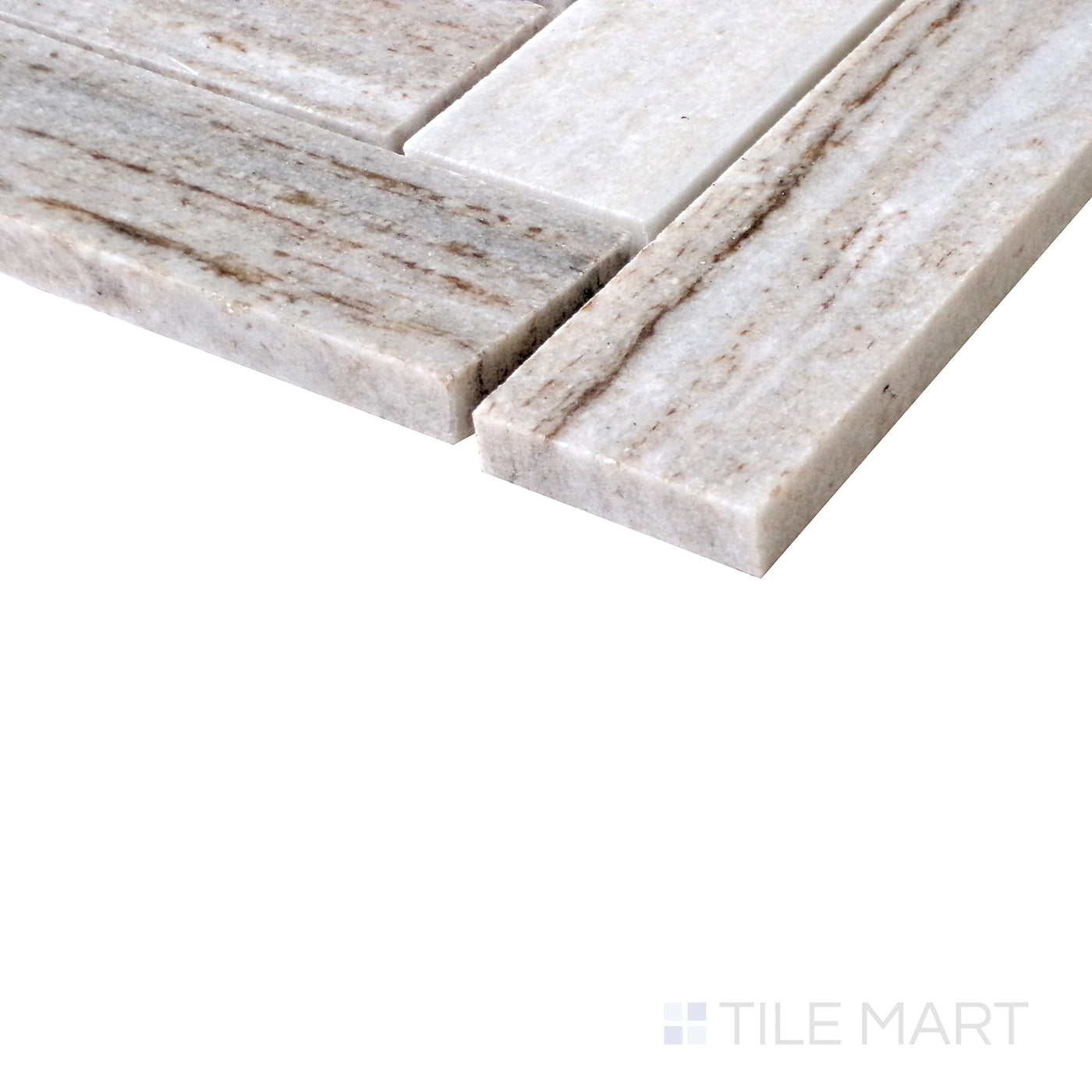 Sto-Re 1-1/2X9 Herringbone Marble Mosaic 10X12 Ocean White Polished
