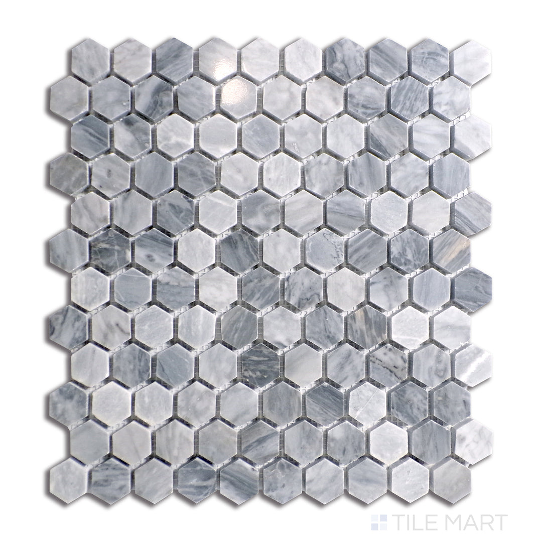 Sto-Re 1-1/8" Hexagon Marble Mosaic 12X12 Bardiglio Polished
