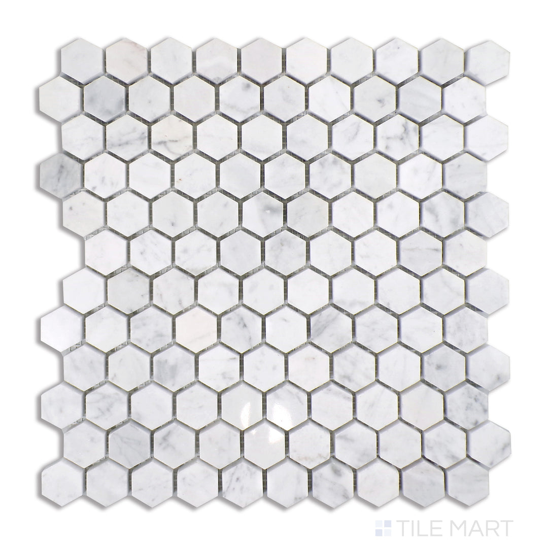Sto-Re 1-1/8" Hexagon Marble Mosaic 12X12 Carrara Polished