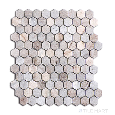 Sto-Re 1-1/8" Hexagon Marble Mosaic 12X12 Ocean White Polished