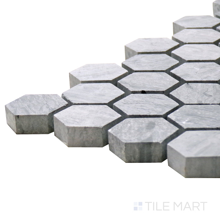 Sto-Re 1-1/8" Hexagon Marble Mosaic 12X12 Wooden Blue Polished