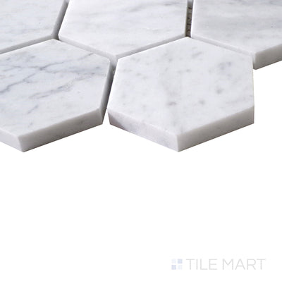 Sto-Re 2-1/2X2-1/2 Hexagon Marble Mosaic 10X11 Carrara Polished