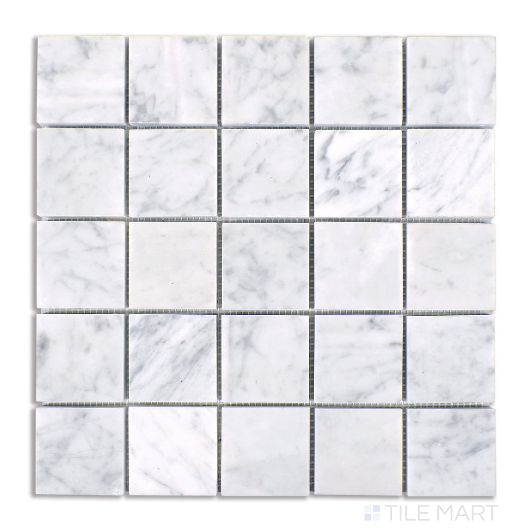 Top-down view of Carrara marble in a 2.25