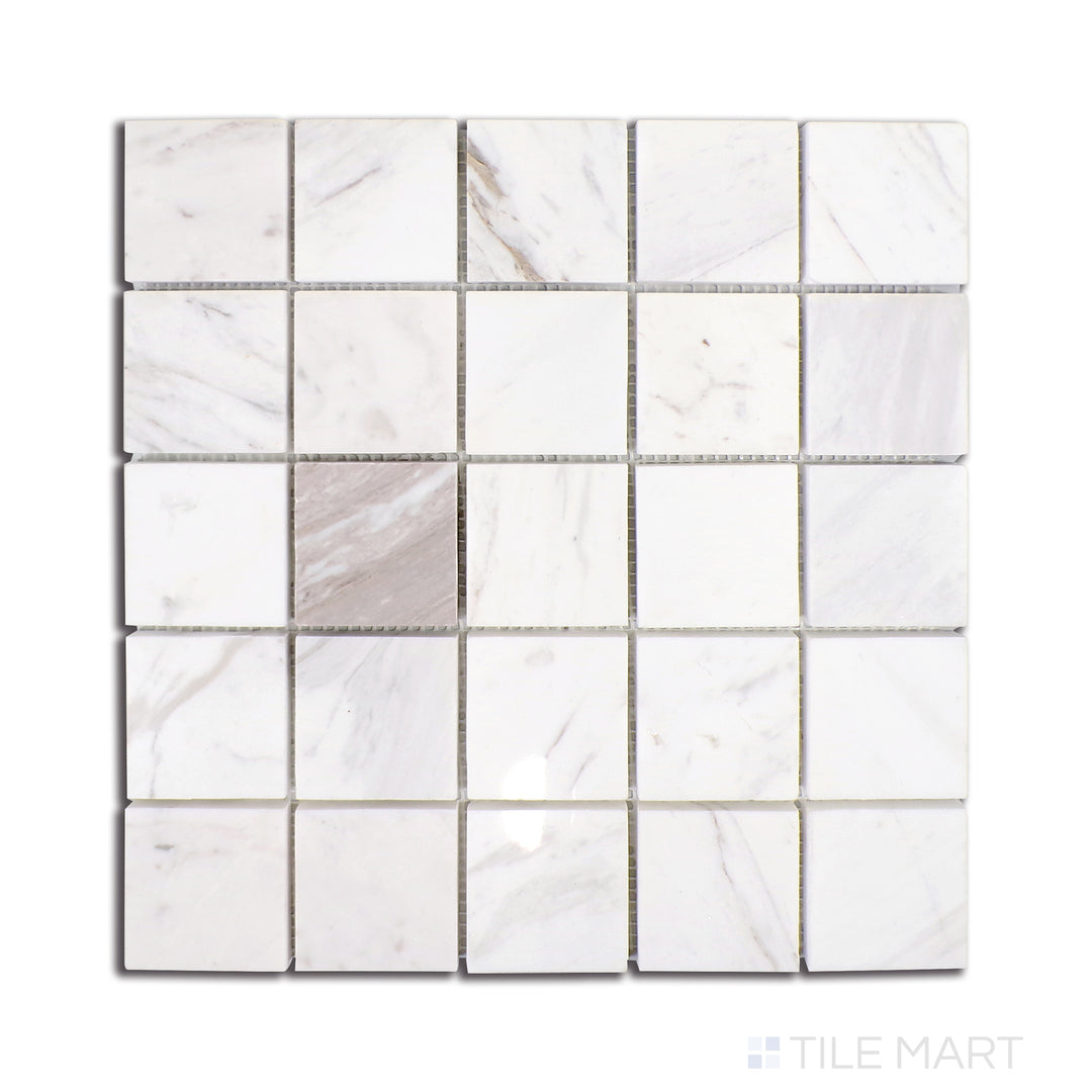 Sto-Re 2-1/4X2-1/4 Square Marble Mosaic 12X12 Volakas Polished
