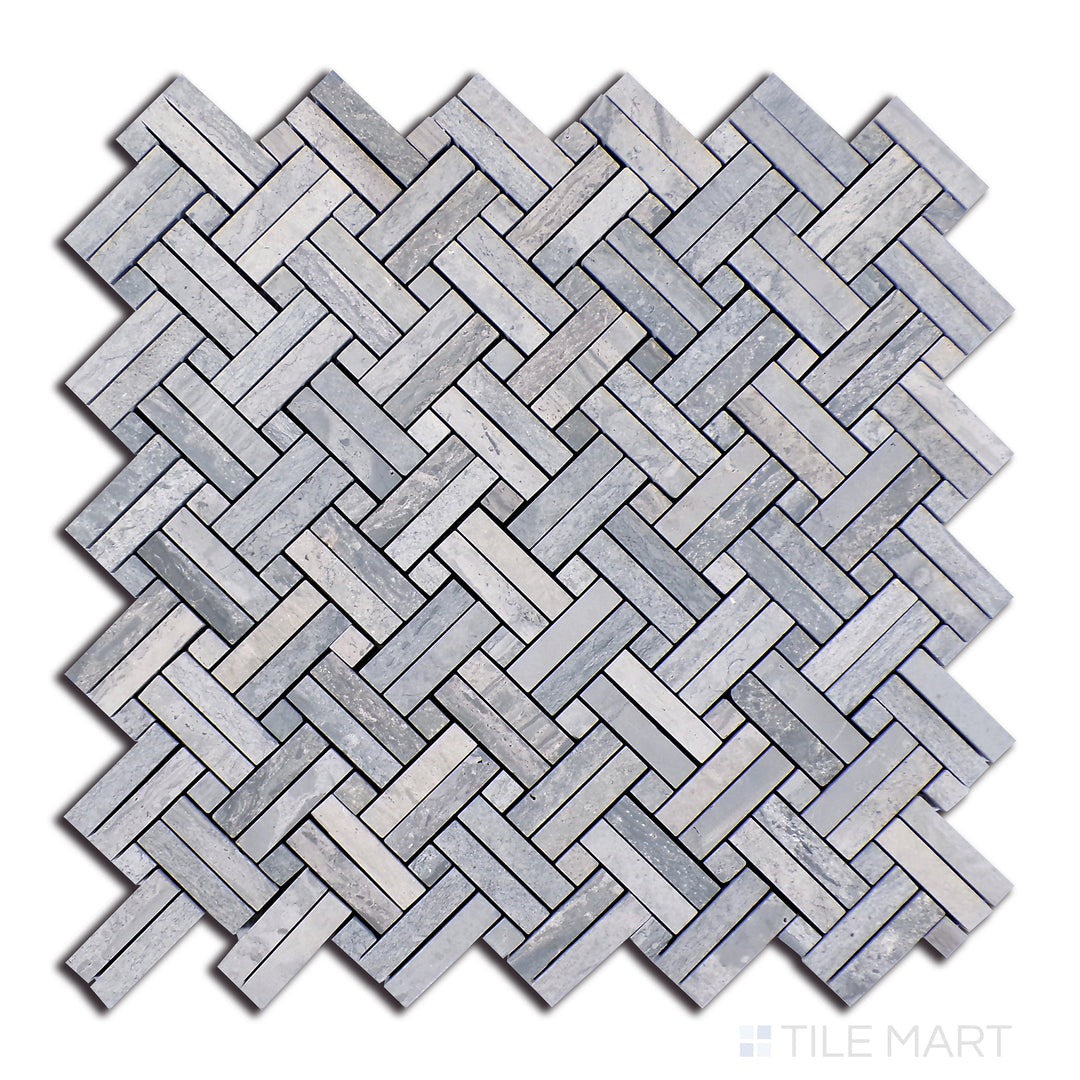 Wooden Blue marble with precisely arranged dot details creates a harmonious Stanza pattern, captured from above to showcase its structured geometric appeal.