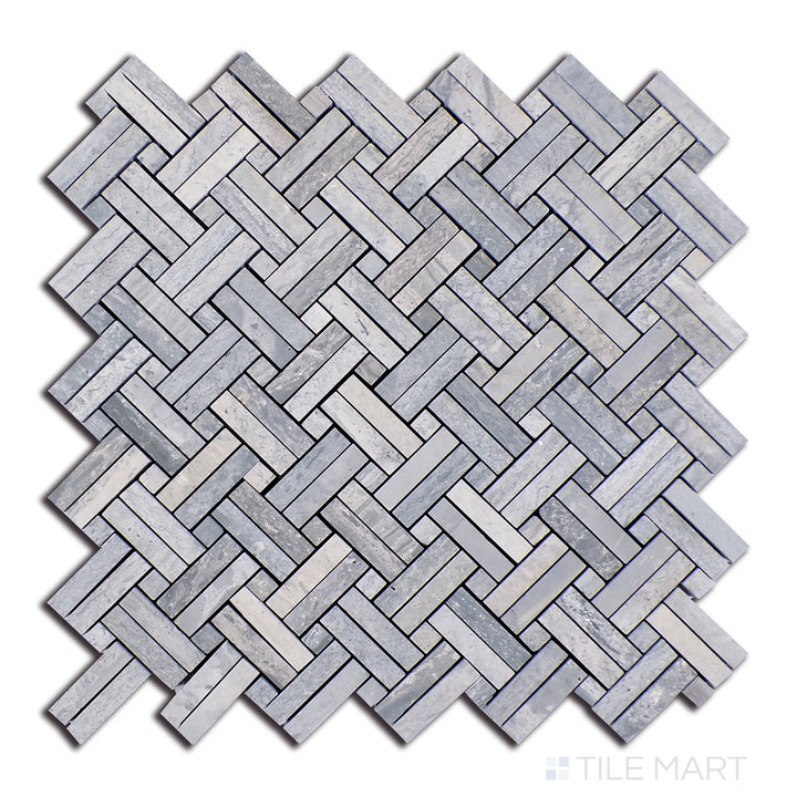 Wooden Blue marble with precisely arranged dot details creates a harmonious Stanza pattern, captured from above to showcase its structured geometric appeal.