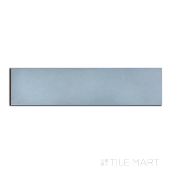 Aerial perspective of Stromboli Bahia Blue 3.5x14.5 matte porcelain tile, offering a deep oceanic blue tone with a contemporary flair.