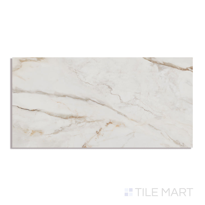 Aerial perspective of Supreme Evo Antique White 24x48 polished porcelain tile, exuding an elegant, high-gloss finish with a luxurious feel.