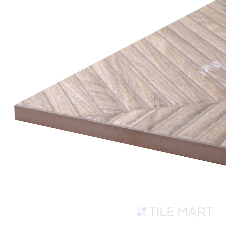 Close-up corner shot of Tangram Camel 12.2X39.37 Matte Ceramic Tile, highlighting its warm camel brown shade with a natural matte ceramic texture.